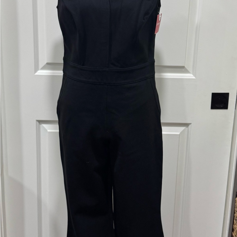 SPANX Perfect Sleeveless Jumpsuit S Petite Classic Black Flare Leg 20383Q NWT’s - Picture 4 of 13
